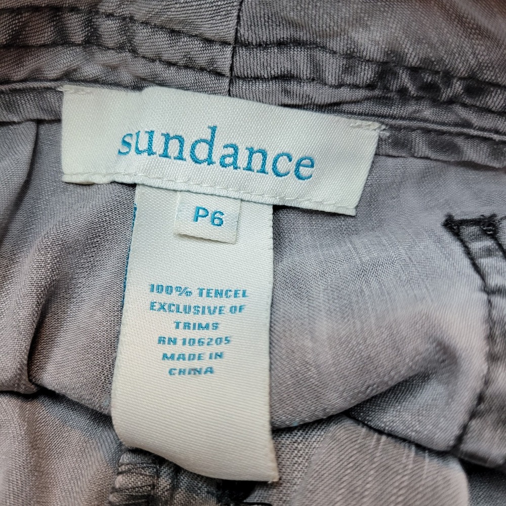 Sundance Pants Womens P6 Grey Good Tencel Wide Leg Button Fly Herringbone P6 - Picture 4 of 6